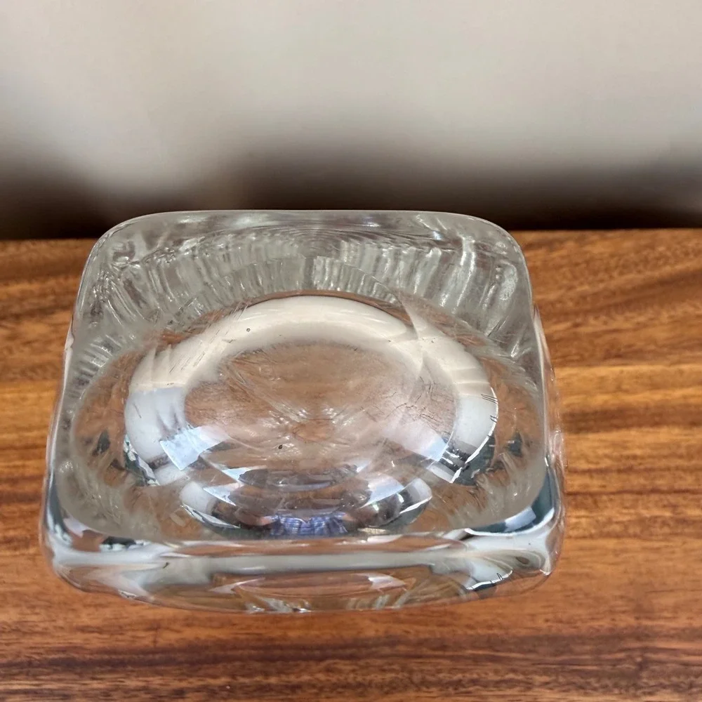 Johansfors Glasbruk Swedish Art Glass Vase Etched Floral Clear Crystal MCM 8.25